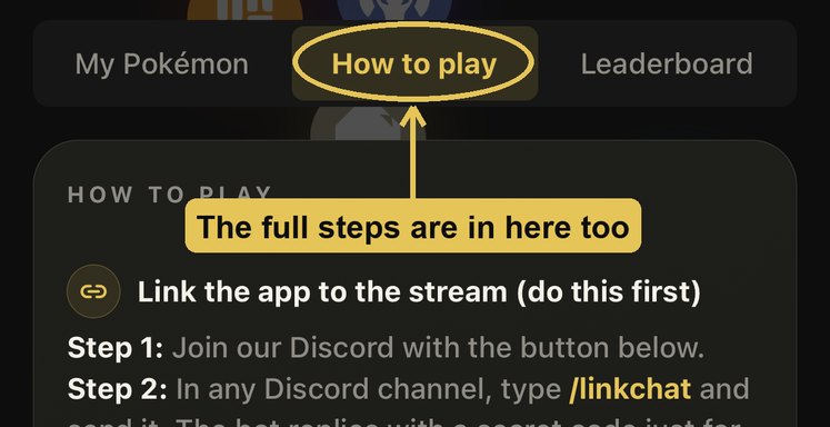 The How to play tab circled, showing the linking steps inside the app