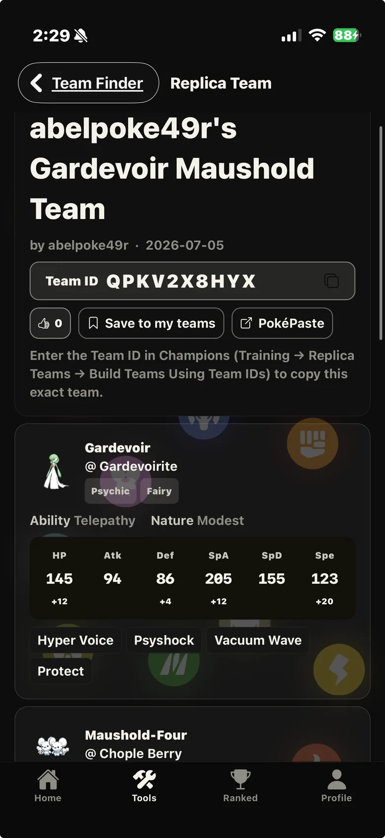 TopCut VGC replica team: a full team with a copyable Team ID to rebuild it exactly in Champions.